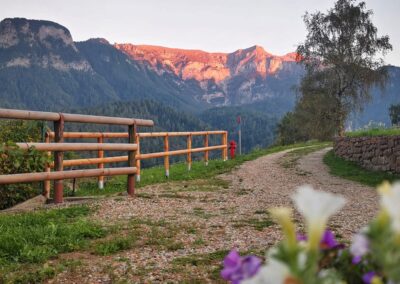 Sunset view of Sasso Rosso, Brenta Dolomites from Villa Meledrio in Dimaro